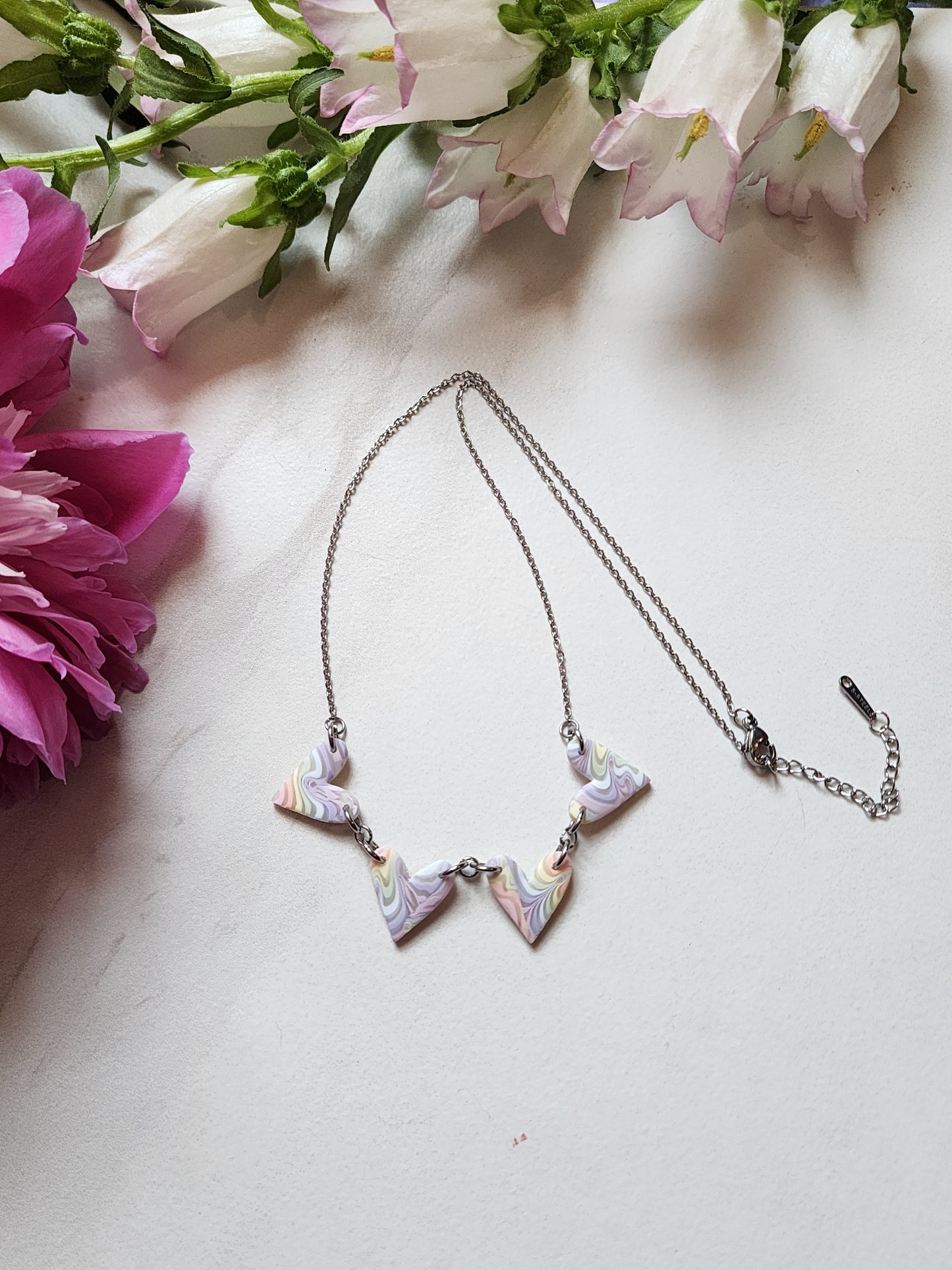 Small Hearts Rainbow Necklace