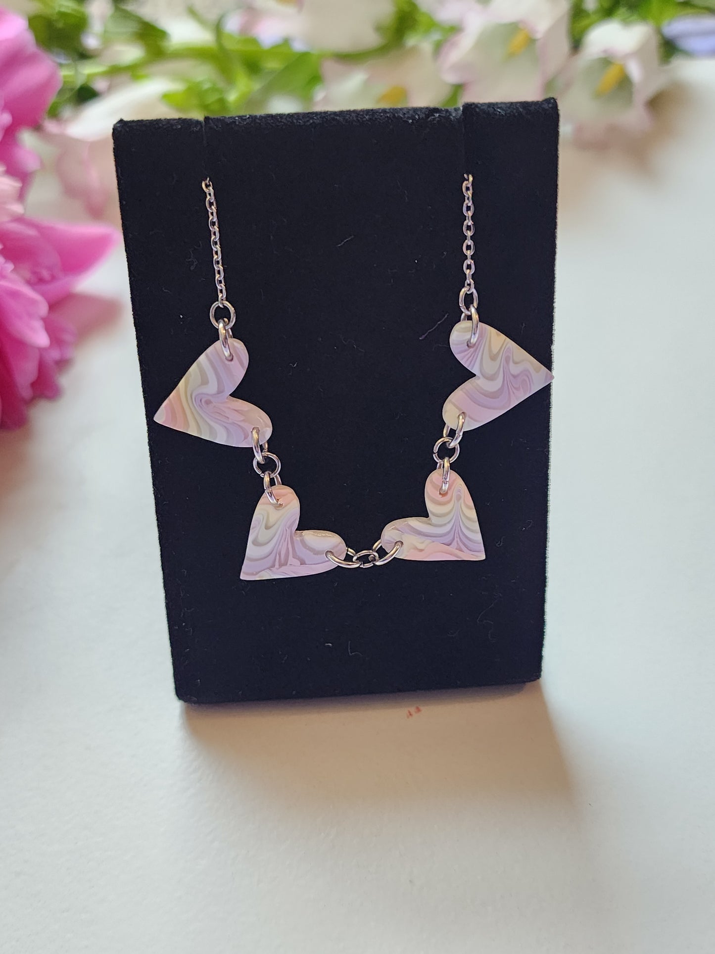 Small Hearts Rainbow Necklace