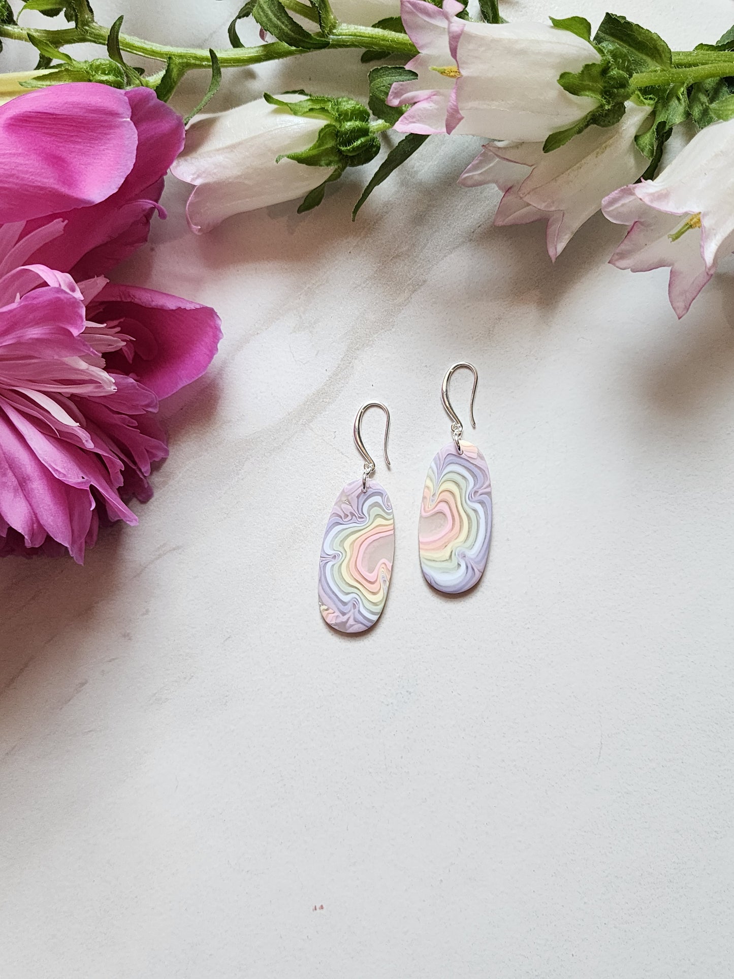Organic Oblong Rainbow Dangles
