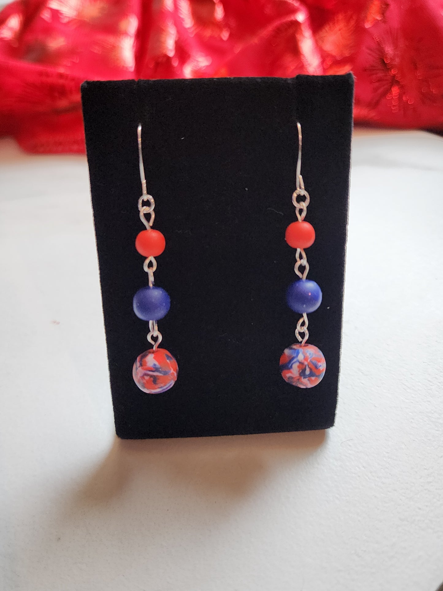 Tri-beaded dangles - Independence Day