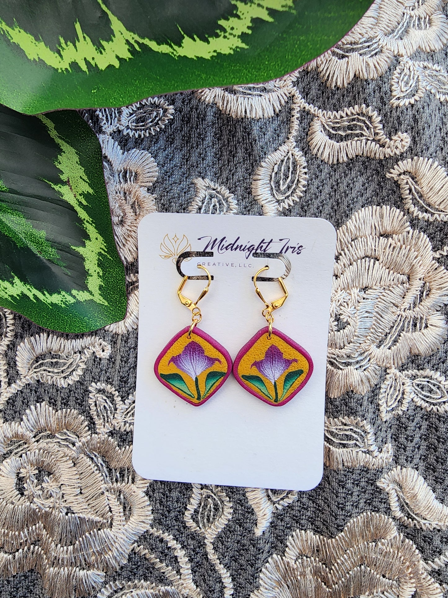 Tulip Cane Dangle Earrings