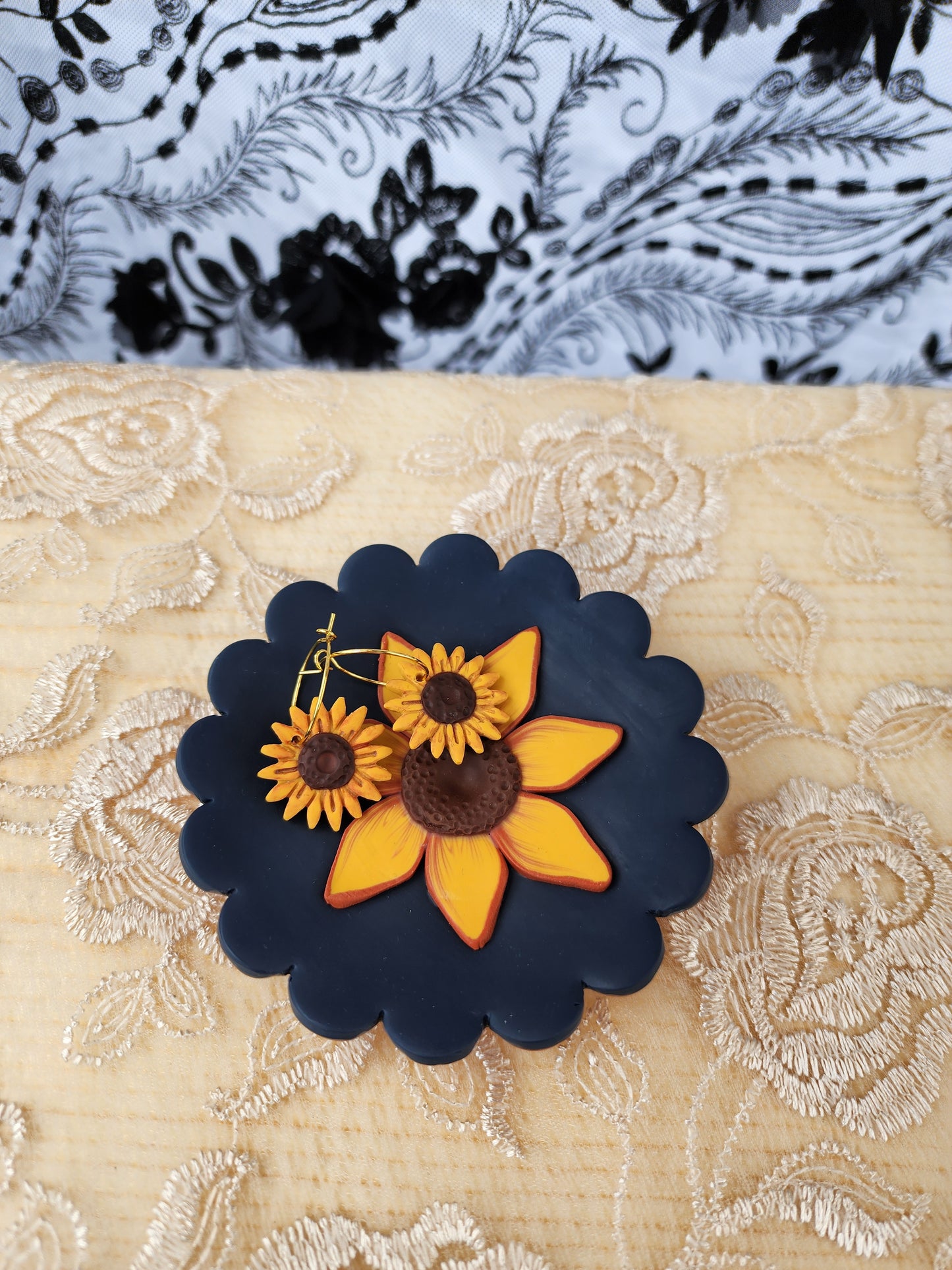 Sunflower Hoop Earrings