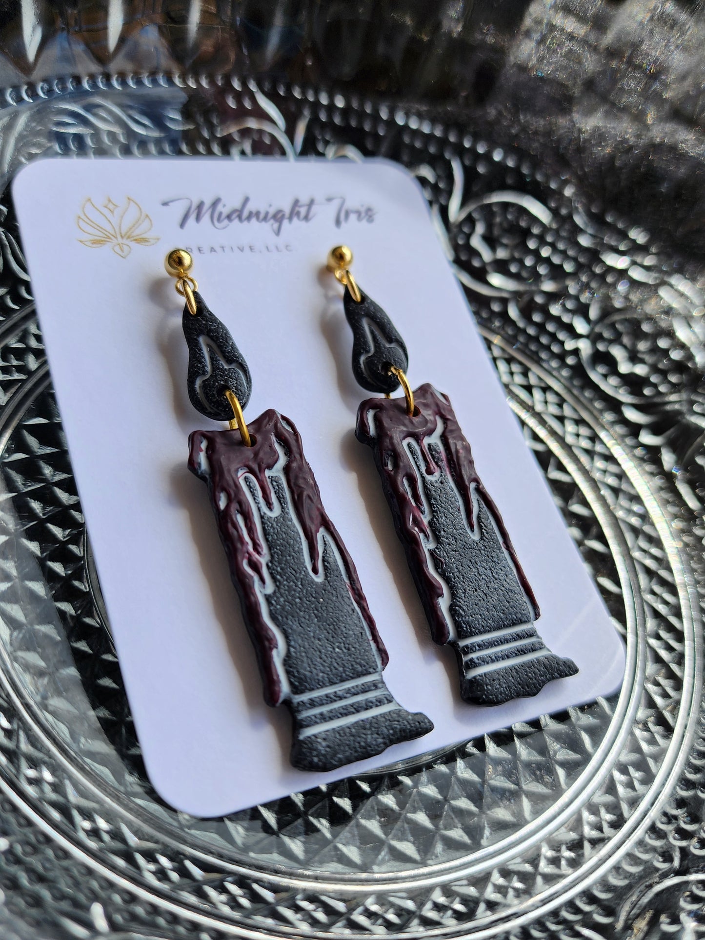 Flame Black Candle Earrings