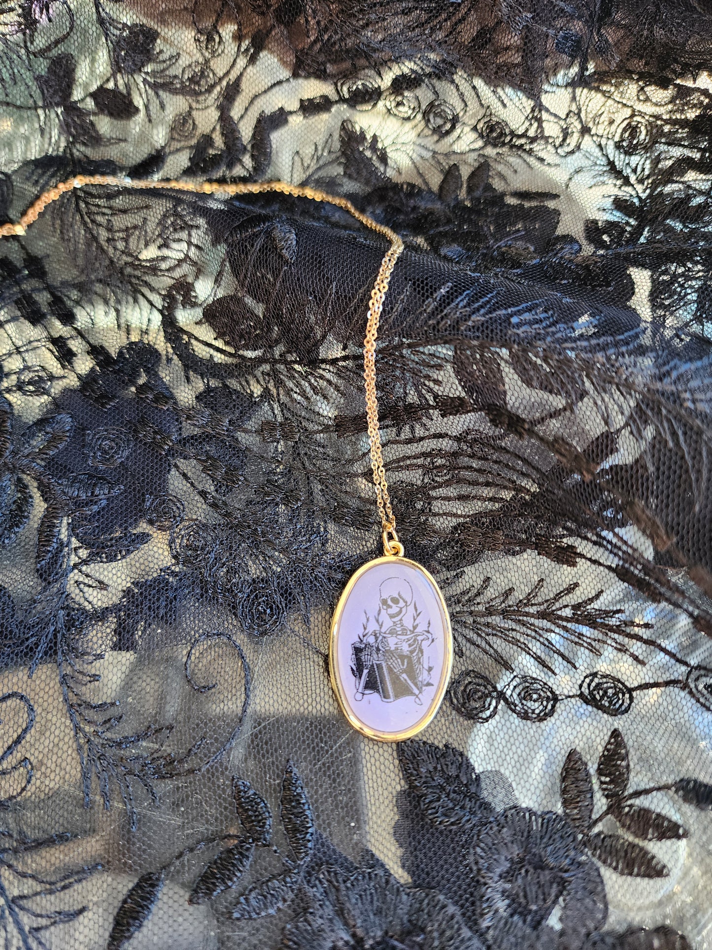 Reading Skeleton Necklace