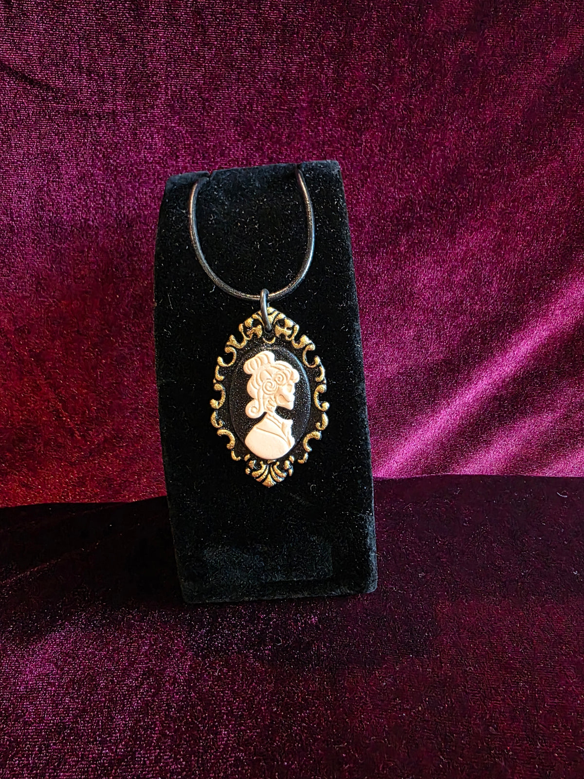 Skeletal Cameo Leather Necklace