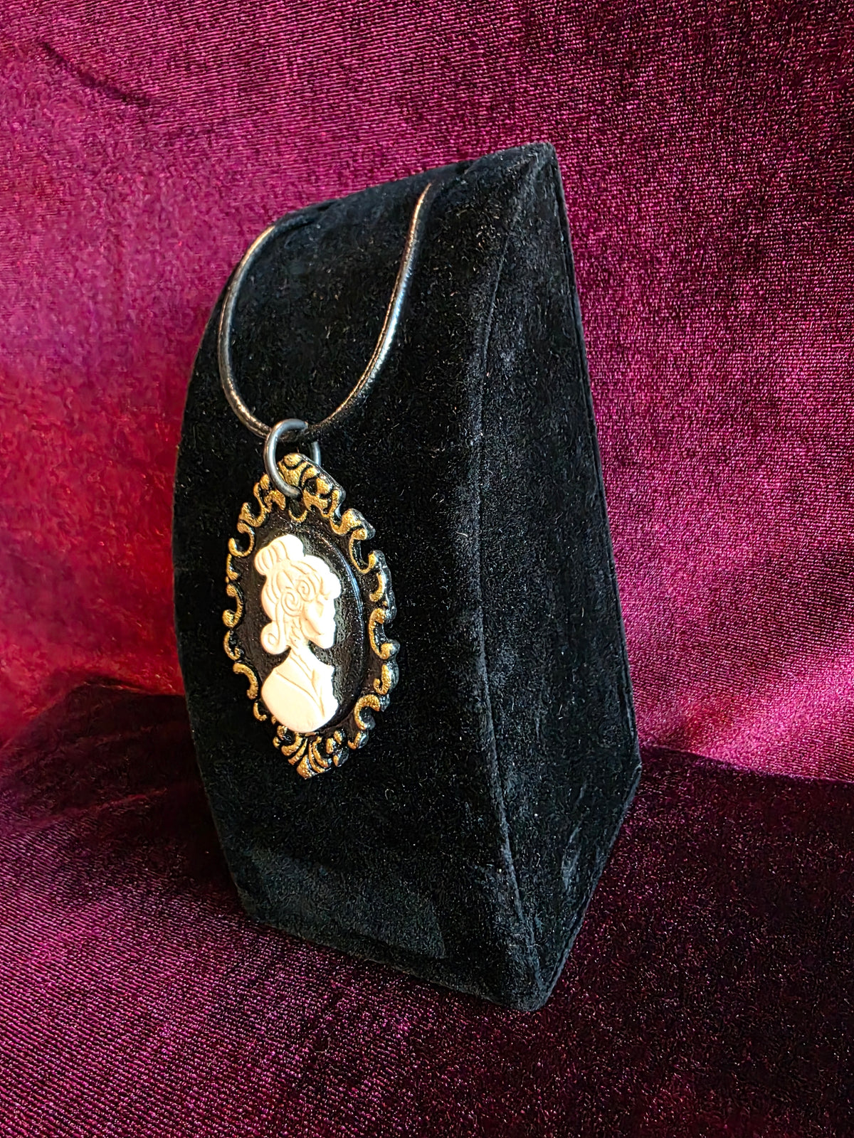 Skeletal Cameo Leather Necklace