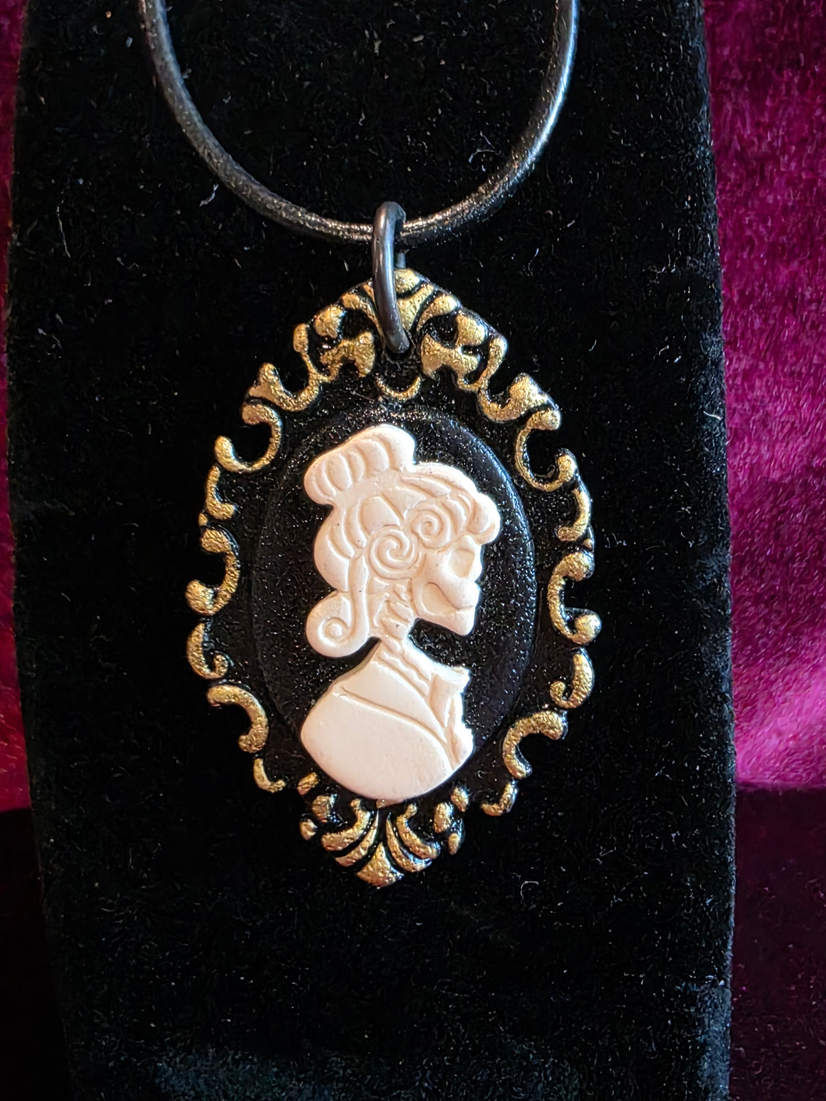 Skeletal Cameo Leather Necklace