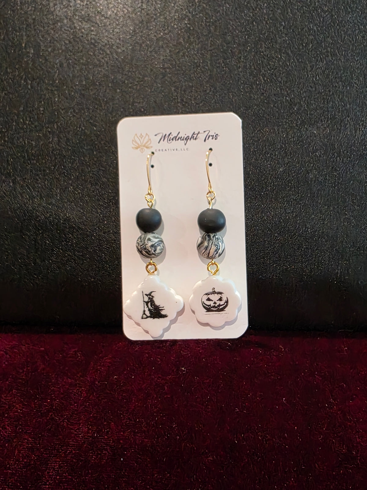 Fall Halloween Beaded Charm Dangle Earrings