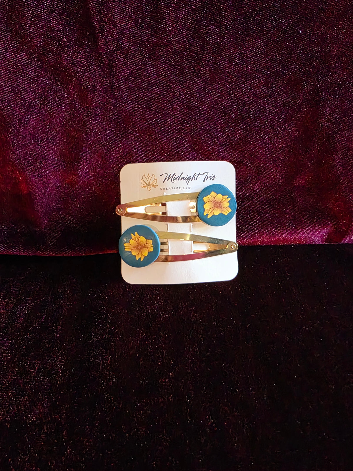 Sunflower Cane Snap Barrettes - Pair