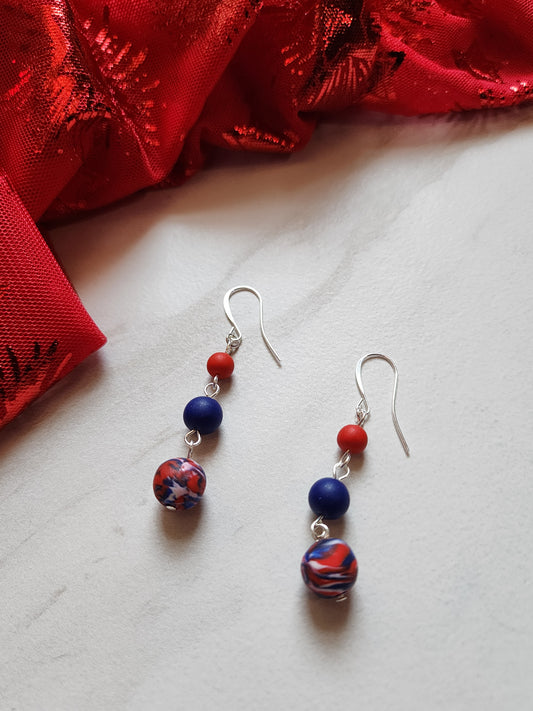 Tri-beaded dangles - Independence Day