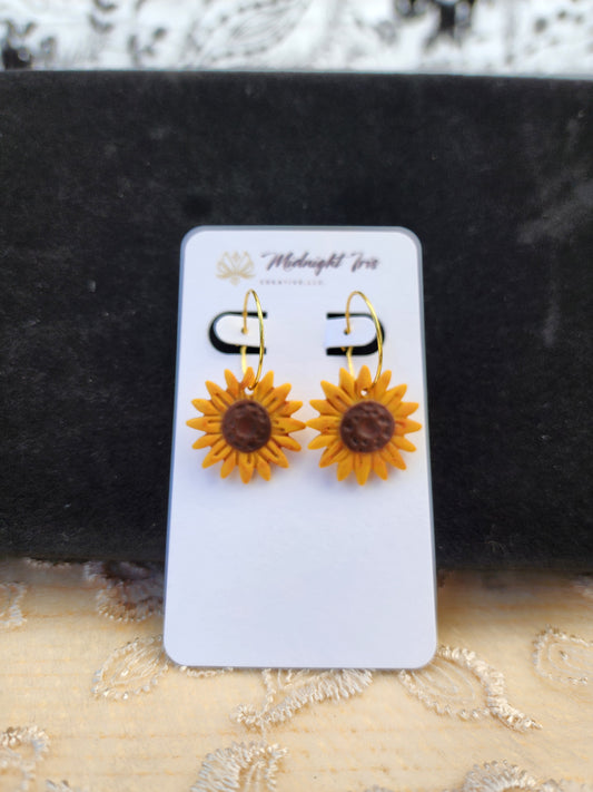 Sunflower Hoop Earrings
