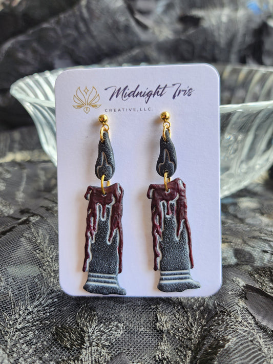 Flame Black Candle Earrings