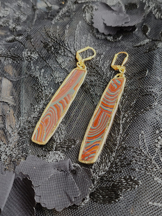 Fall Palette Long Rectangular Bezel Dangles