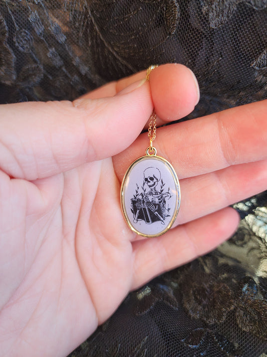 Reading Skeleton Necklace