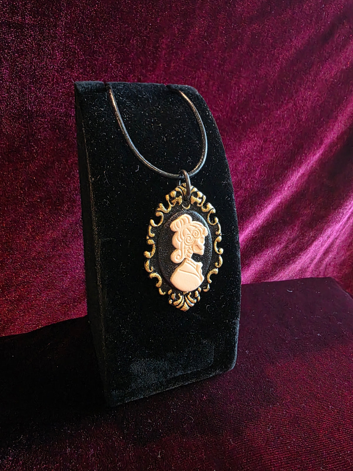 Skeletal Cameo Leather Necklace