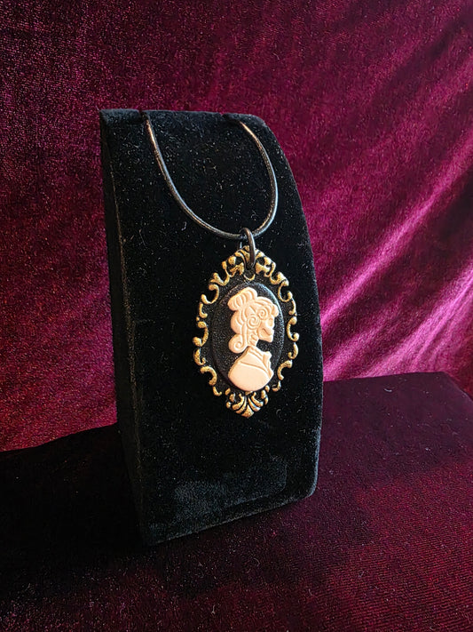 Skeletal Cameo Leather Necklace