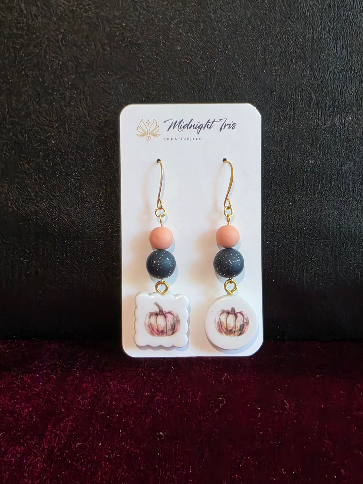 Fall Halloween Beaded Charm Dangle Earrings