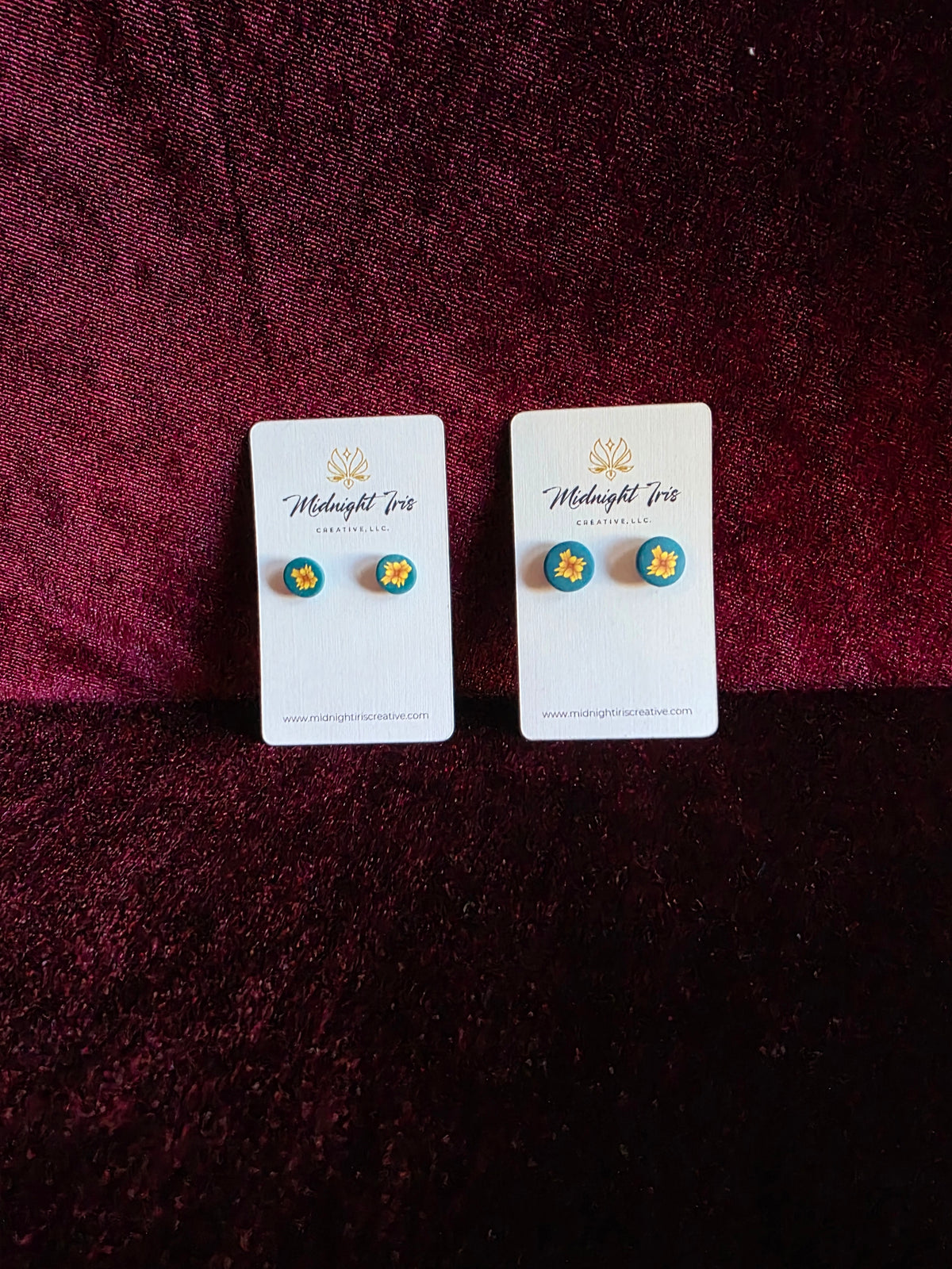 Sunflower Cane Stud Earrings