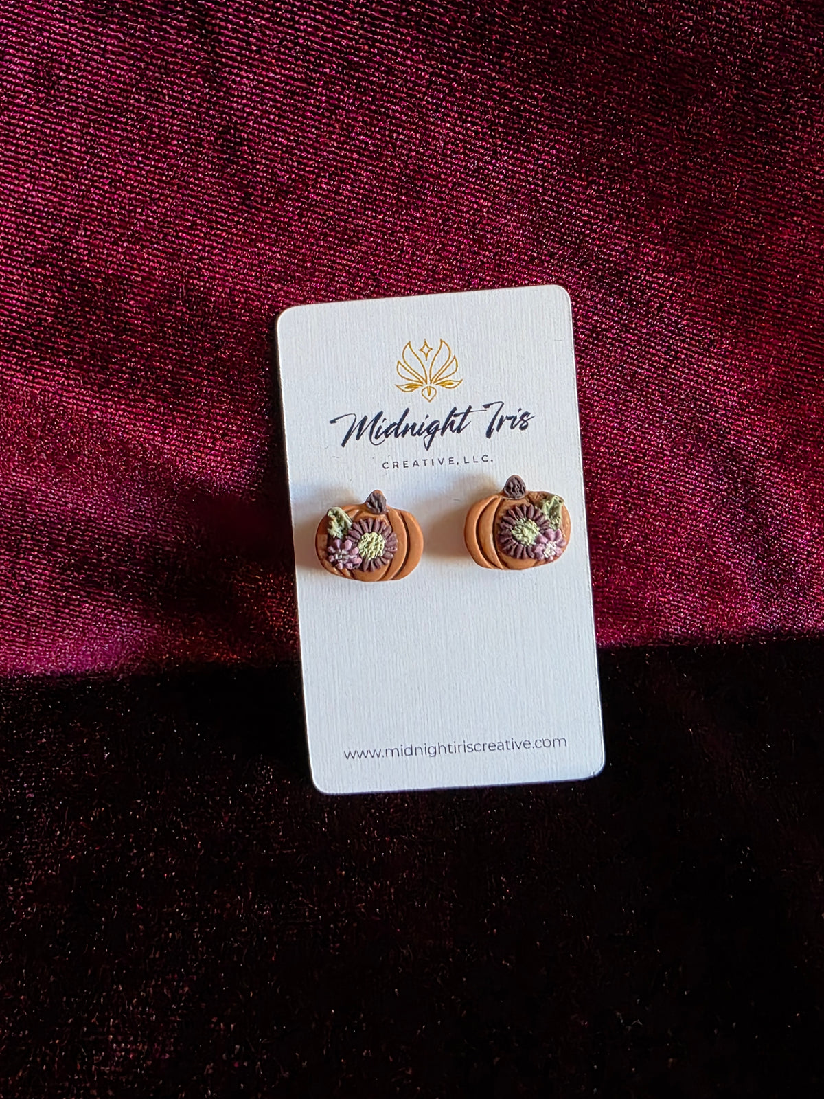 Floral Pumpkin Stud Earrings