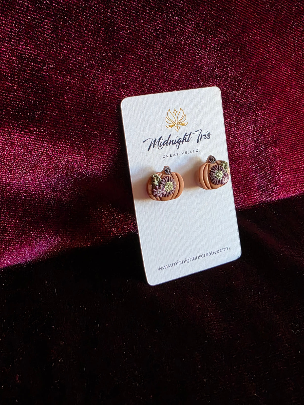 Floral Pumpkin Stud Earrings