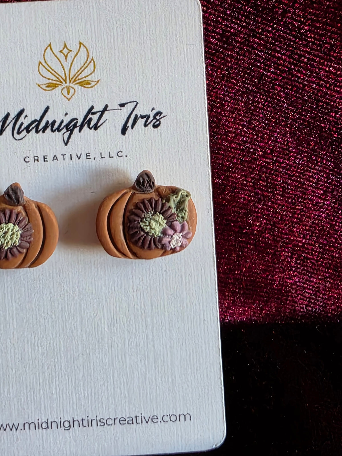 Floral Pumpkin Stud Earrings